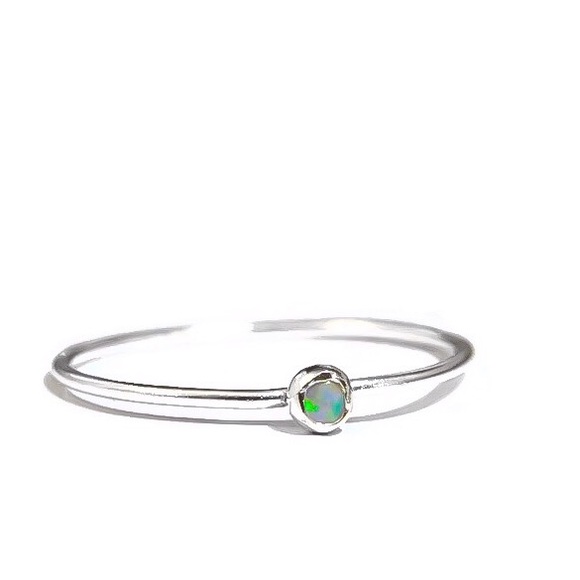 (2-13) 925 Sterling Silver 3mm Fire Opal Bezel Set Gemstone Solitaire Ring - Picture 3 of 8